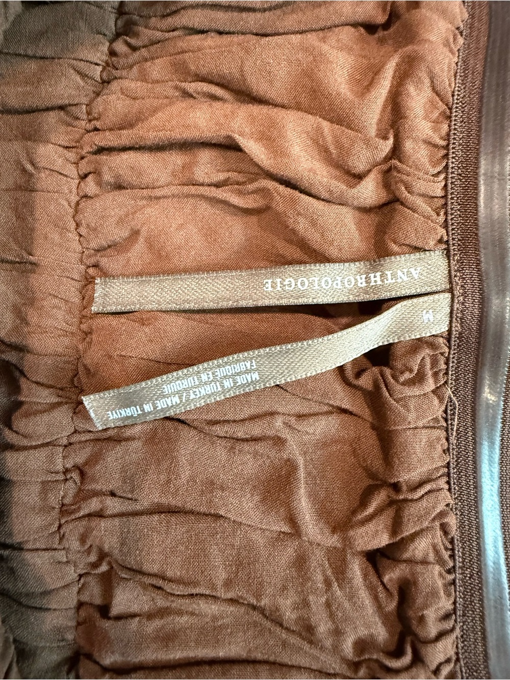 Anthropologie Brown Ruched Strapless Maxi Dress - Picture 2 of 3